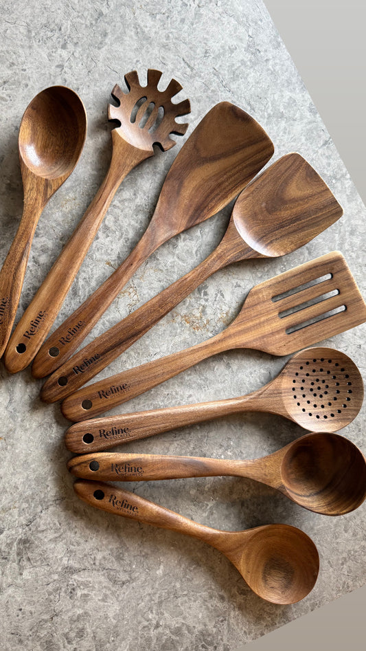 *PRE-ORDER* 8-Piece Teak Wood Kitchen Utensil Set